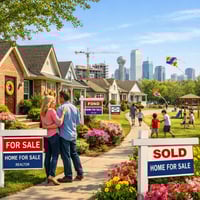 Dallas Fort Worth skyline with residential neighborhoods representing spring real estate market activity