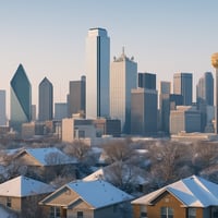 Dallas Fort Worth skyline with housing data overlay for December market update