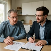 Homeowner discussing alternative home selling options without listing