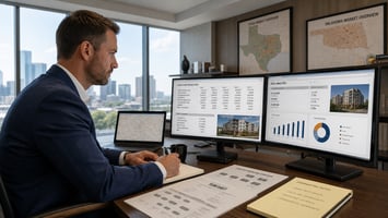 Real estate investor analyzing creative financing opportunities and market trends in Texas and Oklahoma
